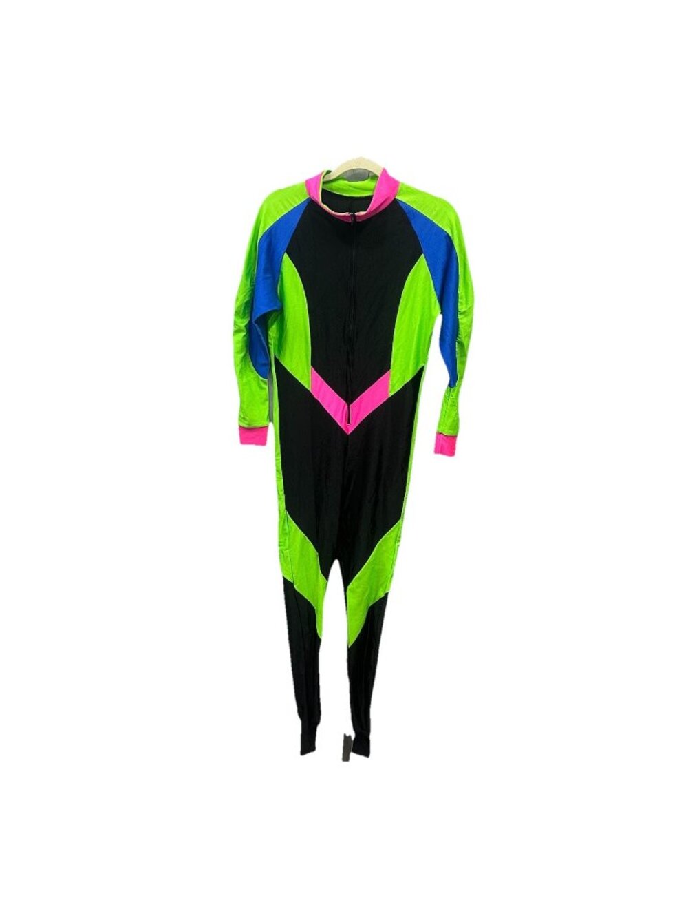 Vintage 80s Sport Europa Neon Ski Suit Large One Piece Stirrup Jumpsuit - Picture 1 of 11